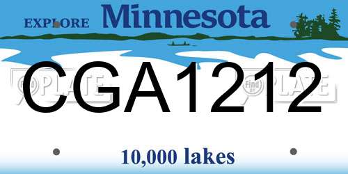 CGA1212 Minnesota License Plate