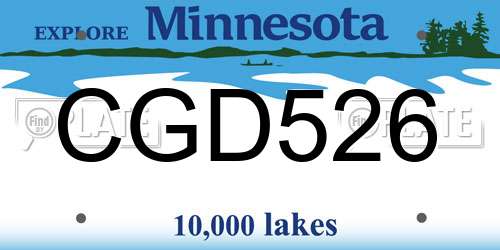 CGD526 Minnesota License Plate