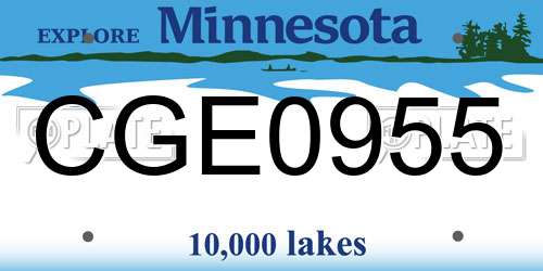 CGE0955 Minnesota License Plate