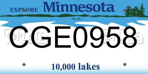 CGE0958 Minnesota License Plate