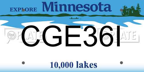 CGE36I Minnesota License Plate
