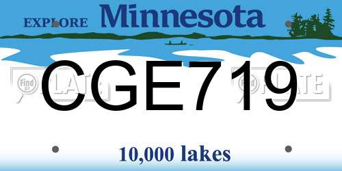 CGE719 Minnesota License Plate