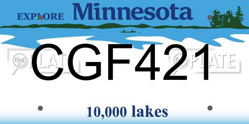 CGF421 Minnesota License Plate
