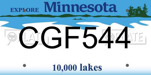 CGF544 Minnesota License Plate