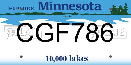 CGF786 Minnesota License Plate