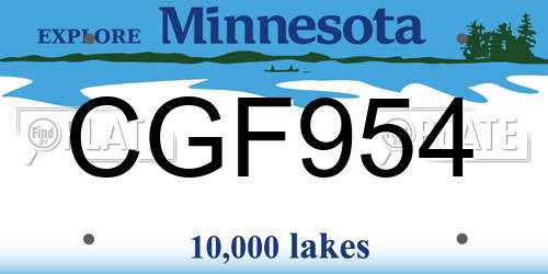 CGF954 Minnesota License Plate