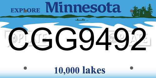 CGG9492 Minnesota License Plate