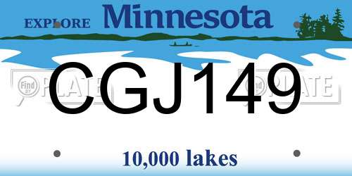 CGJ149 Minnesota License Plate