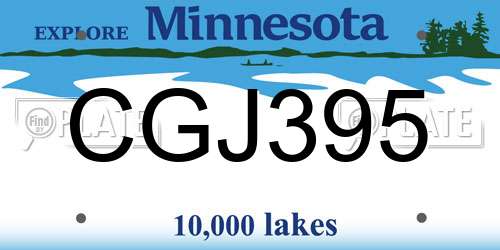 CGJ395 Minnesota License Plate
