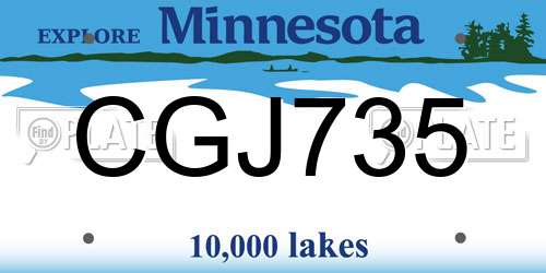 CGJ735 Minnesota License Plate