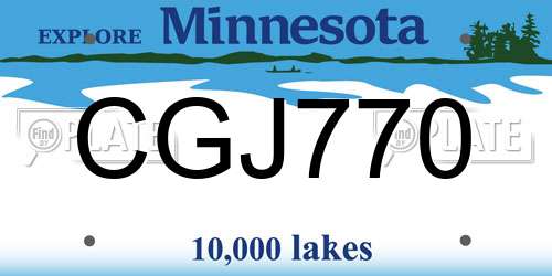 CGJ770 Minnesota License Plate