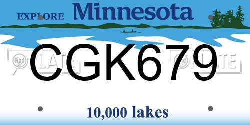CGK679 Minnesota License Plate