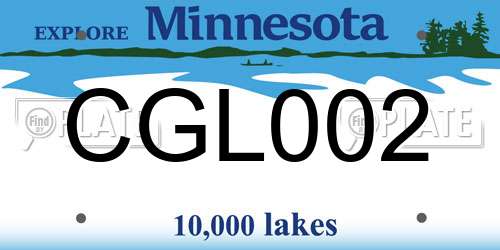 CGL002 Minnesota License Plate