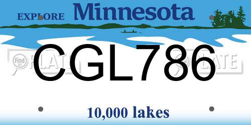 CGL786 Minnesota License Plate