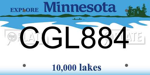 CGL884 Minnesota License Plate