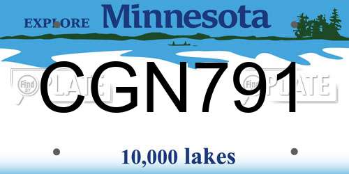 CGN791 Minnesota License Plate