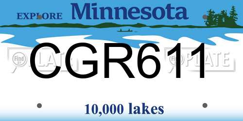 CGR611 Minnesota License Plate