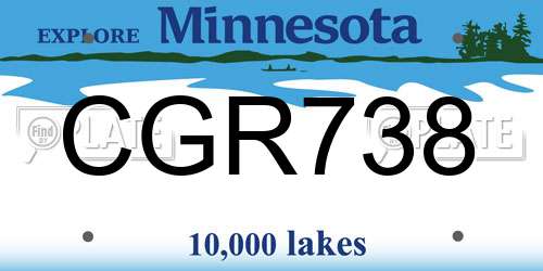CGR738 Minnesota License Plate
