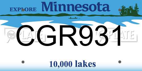 CGR931 Minnesota License Plate