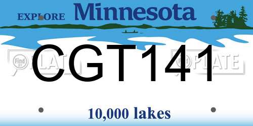 CGT141 Minnesota License Plate