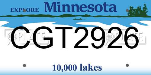 CGT2926 Minnesota License Plate