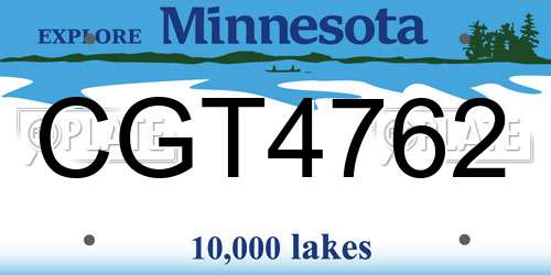 CGT4762 Minnesota License Plate