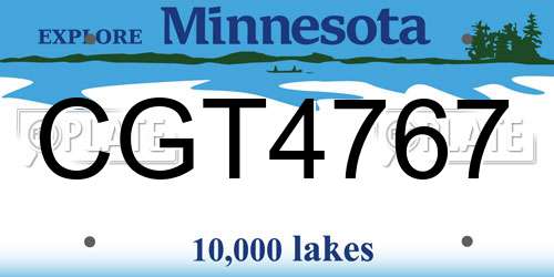 CGT4767 Minnesota License Plate