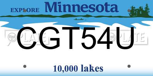 CGT54U Minnesota License Plate