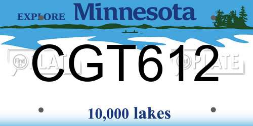 CGT612 Minnesota License Plate