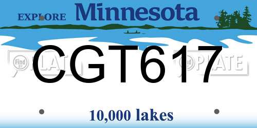 CGT617 Minnesota License Plate