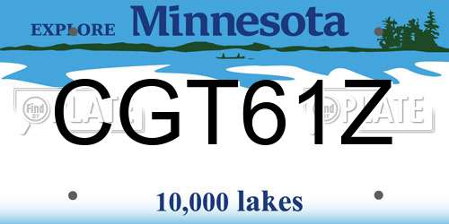 CGT61Z Minnesota License Plate