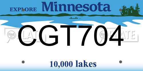CGT704 Minnesota License Plate