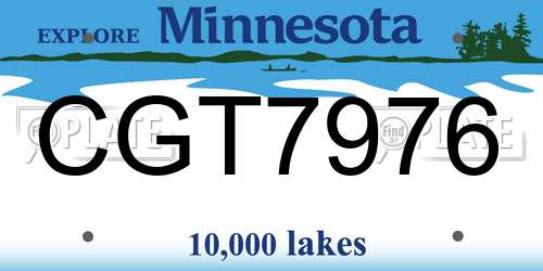 CGT7976 Minnesota License Plate