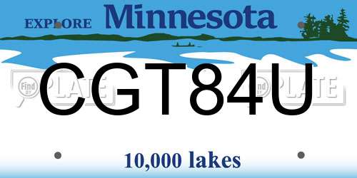 CGT84U Minnesota License Plate
