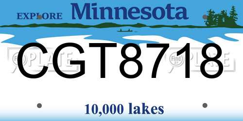CGT8718 Minnesota License Plate