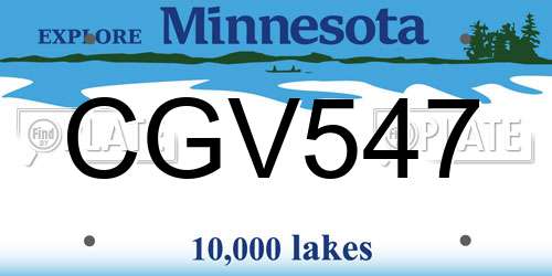 CGV547 Minnesota License Plate
