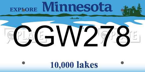 CGW278 Minnesota License Plate