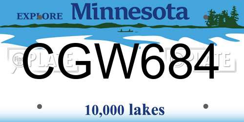 CGW684 Minnesota License Plate