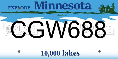 CGW688 Minnesota License Plate