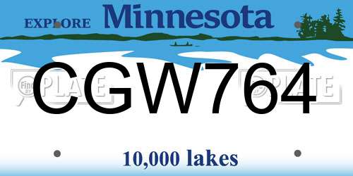 CGW764 Minnesota License Plate