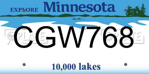CGW768 Minnesota License Plate
