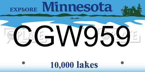 CGW959 Minnesota License Plate