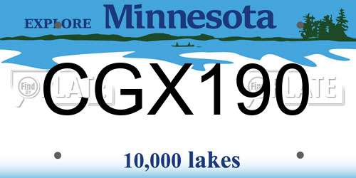 CGX190 Minnesota License Plate