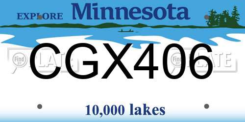 CGX406 Minnesota License Plate