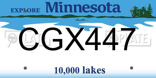 CGX447 Minnesota License Plate