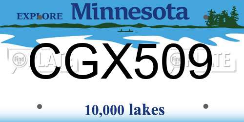 CGX509 Minnesota License Plate