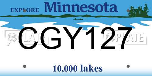 CGY127 Minnesota License Plate