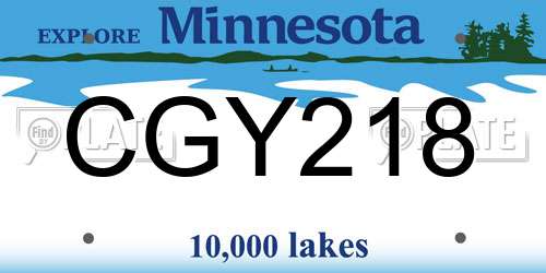 CGY218 Minnesota License Plate