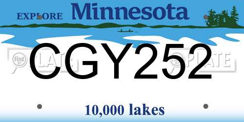 CGY252 Minnesota License Plate