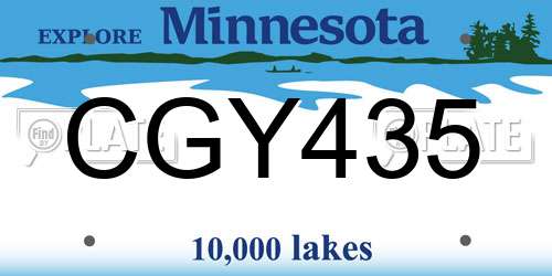 CGY435 Minnesota License Plate
